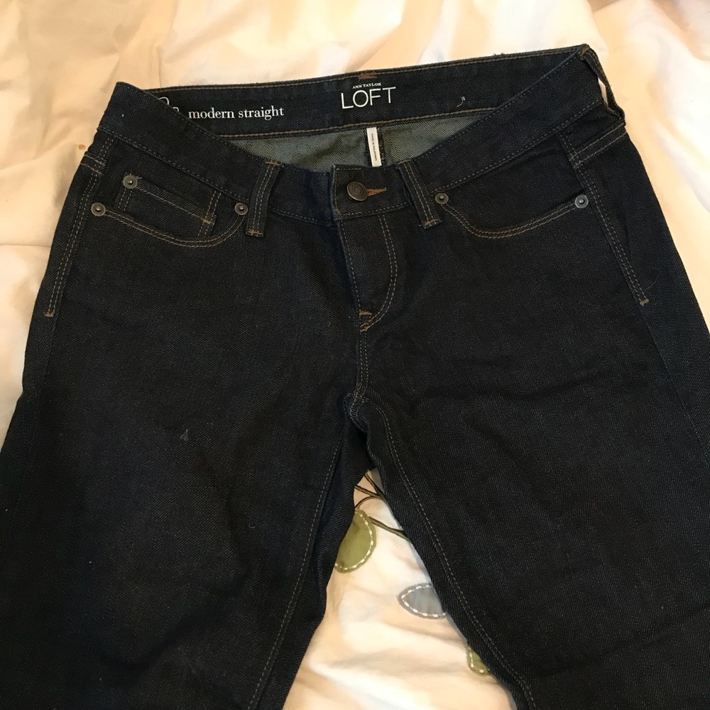 LOFT modern straight dark jeans - Picture 2 of 4